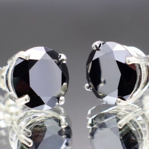 6.44tcw Genuine Black Moissanite Gem Earrings